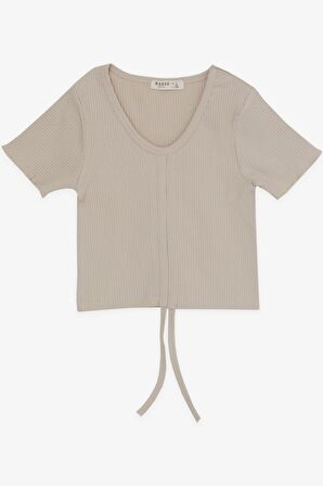 Breeze Kız Çocuk İspanyol Paça Taytlı Crop Takım 5-10 Yaş, Bej