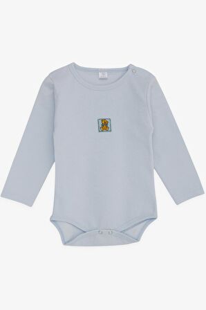 Breeze Erkek Bebek Çıtçıtlı Zıbın Body Papyonlu Ayıcık Baskılı 9 Ay-3 Yaş, Açık Mavi