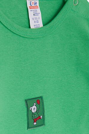 Breeze Erkek Bebek Çıtçıtlı Zıbın Body Balonlu Ayıcık Baskılı 9 Ay-3 Yaş, Yeşil