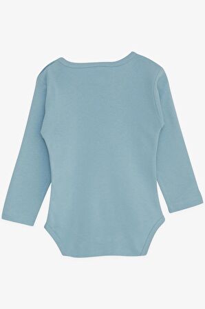 Breeze Erkek Bebek Çıtçıtlı Zıbın Body Havalı Ayıcık Baskılı 9 Ay-3 Yaş, Petrol Mavisi