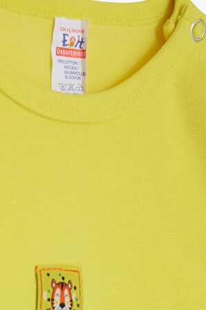 Breeze Erkek Bebek Çıtçıtlı Zıbın Body Aslancık Baskılı 9 Ay-3 Yaş, Neon Sarı