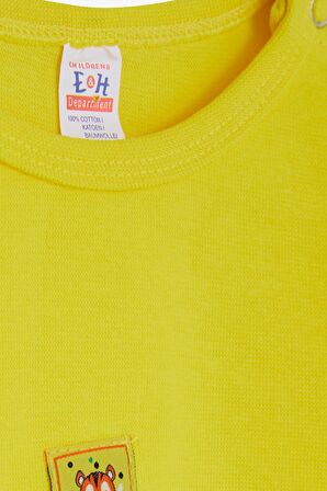 Breeze Erkek Bebek Çıtçıtlı Zıbın Body Aslancık Baskılı 9 Ay-3 Yaş, Neon Sarı