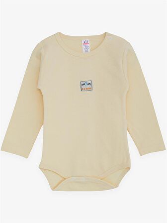 Breeze Erkek Bebek Çıtçıtlı Zıbın Body Yazı Baskılı 9 Ay-3 Yaş, Krem