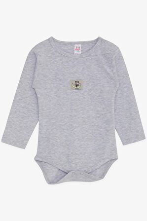 Breeze Erkek Bebek Çıtçıtlı Zıbın Body Maymuncuk Baskılı 9 Ay-3 Yaş, Açık Gri Melanj