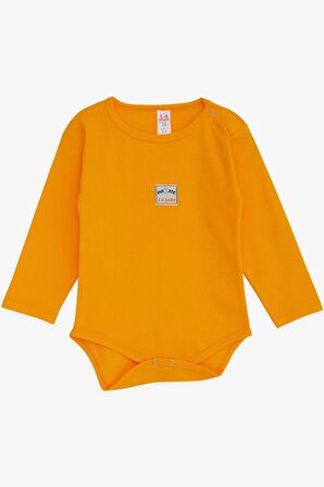 Breeze Erkek Bebek Çıtçıtlı Zıbın Body Yazı Baskılı 9 Ay-3 Yaş, Hardal Sarı