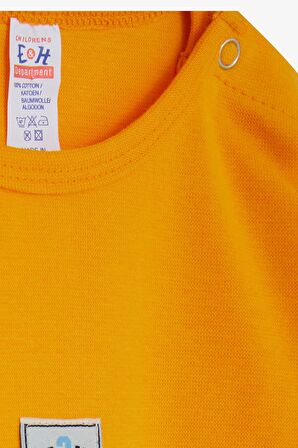 Breeze Erkek Bebek Çıtçıtlı Zıbın Body Yazı Baskılı 9 Ay-3 Yaş, Hardal Sarı