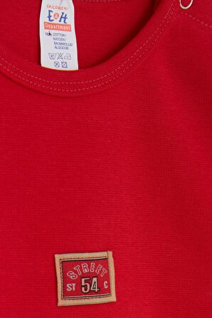 Breeze Erkek Bebek Çıtçıtlı Zıbın Body Yazı Baskılı 9 Ay-3 Yaş, Kırmızı