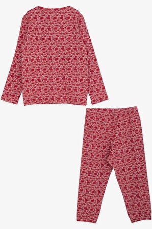 Macawı Kız Çocuk Pijama Takımı Karışık Desenli 3-7 Yaş, Pembe