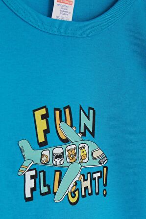 Breeze Erkek Bebek Çıtçıtlı Zıbın Body Pilot Hayvancıklar Baskılı 9 Ay-3 Yaş, Mavi