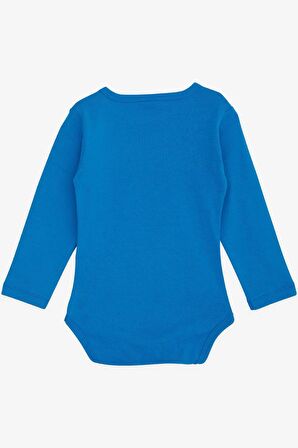Breeze Erkek Bebek Çıtçıtlı Zıbın Body Havalı Ayıcık Baskılı 9 Ay-3 Yaş, Saks Mavisi