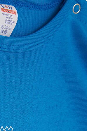 Breeze Erkek Bebek Çıtçıtlı Zıbın Body Havalı Ayıcık Baskılı 9 Ay-3 Yaş, Saks Mavisi