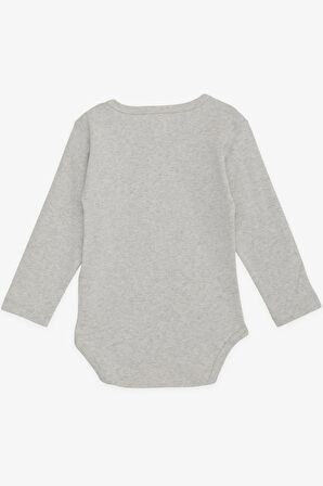 Breeze Erkek Bebek Çıtçıtlı Zıbın Body Şoför Hayvancık Baskılı 9 Ay-3 Yaş, Açık Gri Melanj
