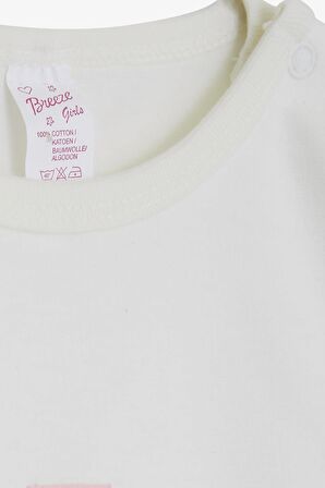 Breeze Kız Bebek Çıtçıtlı Zıbın Body Bebek Baskılı 9 Ay-3 Yaş, Ekru