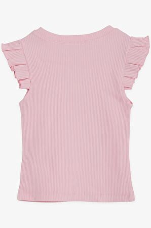 Breeze Kız Çocuk Crop Tişört Kolları Fırfırlı 8-14 Yaş, Pembe