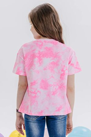 Breeze Kız Çocuk Tişört Yazı Baskılı 8-14 Yaş, Neon Pembe