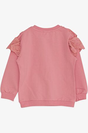 Breeze Kız Çocuk Sweatshirt Güpürlü 4-8 Yaş, Gülkurusu