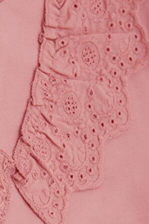 Breeze Kız Çocuk Sweatshirt Güpürlü 4-8 Yaş, Gülkurusu