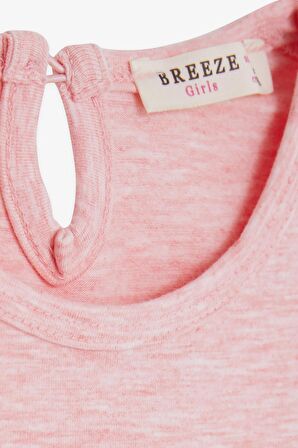 Breeze Kız Bebek Uzun Kollu Tişört Danscı Kız Baskılı Güpürlü 9 Ay-3 Yaş, Somon Melanj