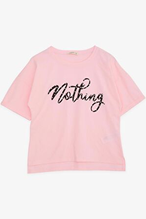 Breeze Kız Çocuk Tişört Taşlı Yazı Baskılı 9-16 Yaş, Pembe