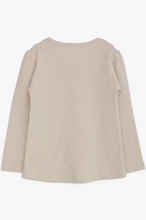 Breeze Kız Çocuk Uzun Kollu Tişört Güpürlü 1-4 Yaş, Bej