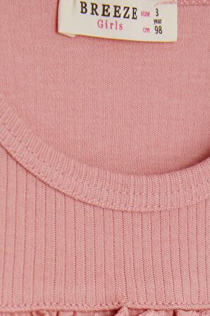 Breeze Kız Çocuk Uzun Kollu Tişört Güpürlü 1-4 Yaş, Gülkurusu