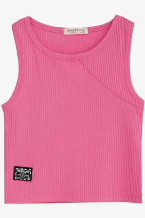 Breeze Kız Çocuk Askılı Tişört Armalı Taşlı 9-14 Yaş, Pembe