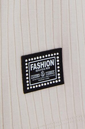 Breeze Kız Çocuk Askılı Tişört Armalı Taşlı 9-14 Yaş, Bej