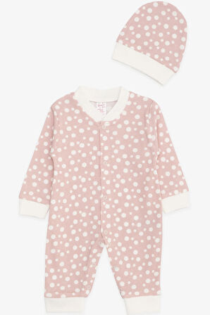 Breeze Kız Bebek Tulum Puantiye Desenli 0-3 Ay-6 Ay, Pembe