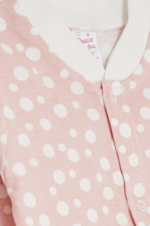 Breeze Kız Bebek Tulum Puantiye Desenli 0-3 Ay-6 Ay, Pembe