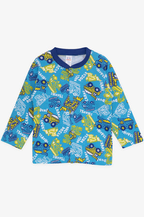 Breeze Erkek Bebek Pijama Takımı İş Makinası Temalı 4 Ay-1 Yaş, Mavi