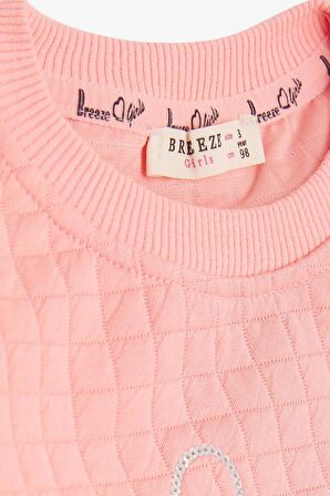 Breeze Kız Çocuk Sweatshirt Pullu Yazı Baskılı 1.5-5 Yaş, Somon