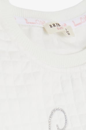 Breeze Kız Çocuk Sweatshirt Pullu Yazı Baskılı 1.5-5 Yaş, Kırık Beyaz