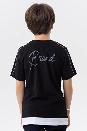 Breeze Erkek Çocuk Tişört Yazı Baskılı 8-14 Yaş, Siyah