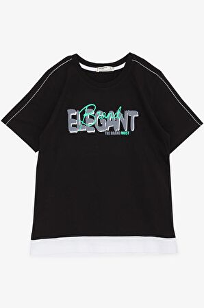 Breeze Erkek Çocuk Tişört Yazı Baskılı 8-14 Yaş, Siyah