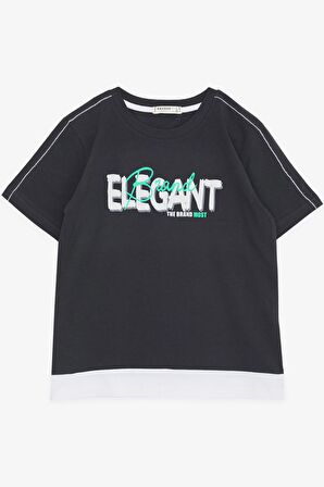 Breeze Erkek Çocuk Tişört Yazı Baskılı 8-14 Yaş, Antrasit