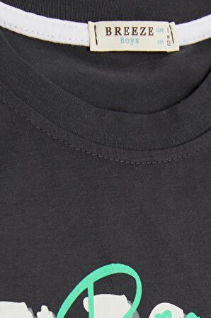 Breeze Erkek Çocuk Tişört Yazı Baskılı 8-14 Yaş, Antrasit