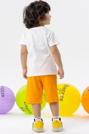 Breeze Erkek Bebek Şortlu Takım Ayıcık Baskılı Burnu Hareketli 9 Ay-3 Yaş, Ekru