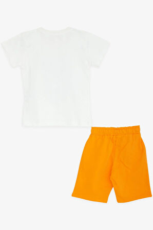 Breeze Erkek Bebek Şortlu Takım Ayıcık Baskılı Burnu Hareketli 9 Ay-3 Yaş, Ekru