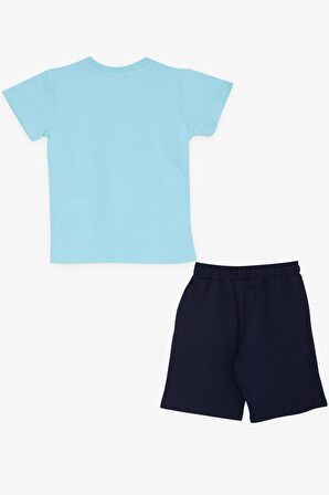 Breeze Erkek Çocuk Şortlu Takım Bebek Aslancık Baskılı 1-4 Yaş, Açık Mavi