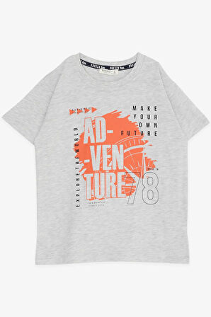 Breeze Erkek Çocuk Şortlu Takım Yazı Baskılı Bağcık Aksesuarlı 5-10 Yaş, Açık Gri Melanj