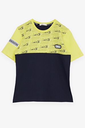 Breeze Erkek Çocuk Tişört Yazı Baskılı Armalı 9-16 Yaş, Sarı