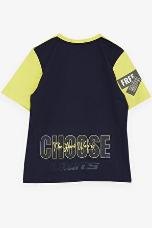 Breeze Erkek Çocuk Tişört Yazı Baskılı Armalı 9-16 Yaş, Sarı