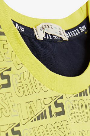 Breeze Erkek Çocuk Tişört Yazı Baskılı Armalı 9-16 Yaş, Sarı