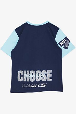 Breeze Erkek Çocuk Tişört Yazı Baskılı Armalı 9-16 Yaş, Açık Mavi