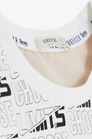 Breeze Erkek Çocuk Tişört Yazı Baskılı Armalı 9-16 Yaş, Ekru