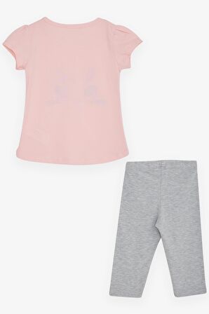 Breeze Kız Çocuk Taytlı Takım Tavşancık Nakışlı 1-4 Yaş, Pembe