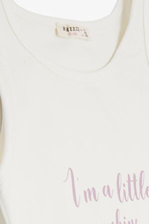 Breeze Kız Çocuk Crop Tişört Mutluluk Temalı 8-14 Yaş, Ekru