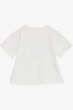 Breeze Kız Çocuk Crop Tişört Mutluluk Temalı 8-14 Yaş, Ekru