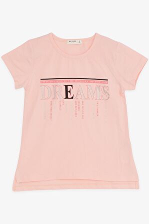 Breeze Kız Çocuk Taytlı Takım Taşlı Yazı Baskılı 5-10 Yaş, Somon