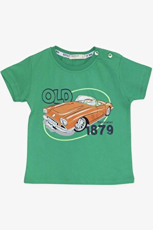 BREEZE GİRLS & BOYS Erkek Çocuk Şortlu Takım Antika Araba Temalı 1.5-5 Yaş, Yeşil